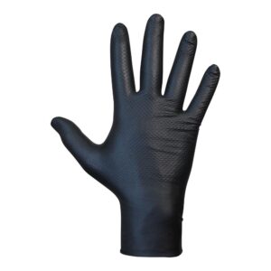 GUANTE NITRILO, SIN POLVO, DESECHABLE, DIAMANTADO, NEGRO, T-10, CAJA 50 uds