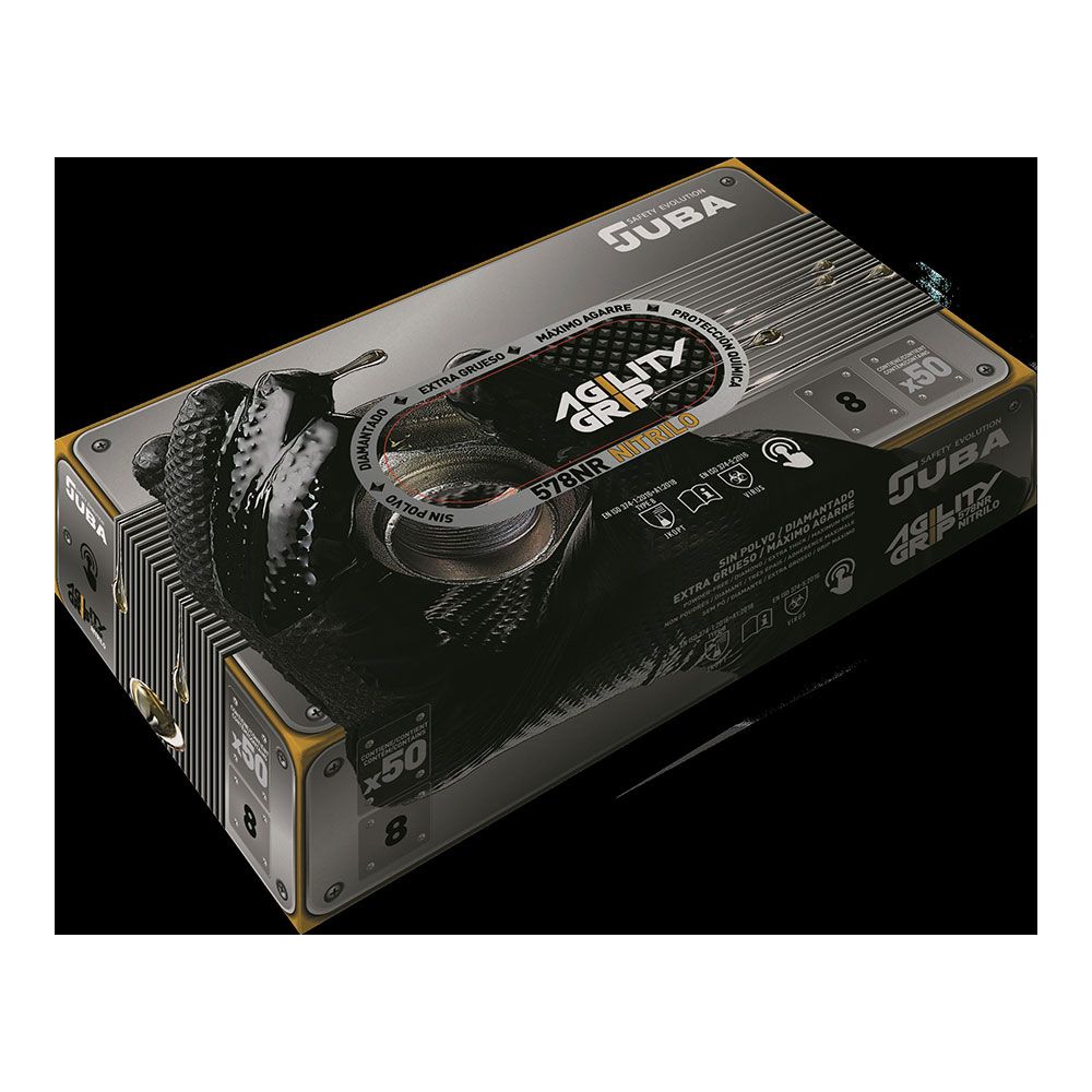 GUANTE NITRILO, SIN POLVO, DESECHABLE, DIAMANTADO, NEGRO, T-11, CAJA 50 uds - Imagen 2