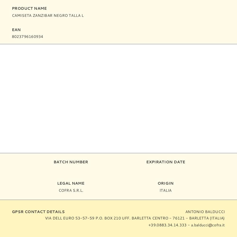 CAMISETA ZANZIBAR NEGRO TALLA L - Imagen 4