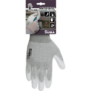 GUANTE NAILON / FIBRA DE CARBONO CON PALMA POLIURETANO, ANTIESTÁTICO, T-10
