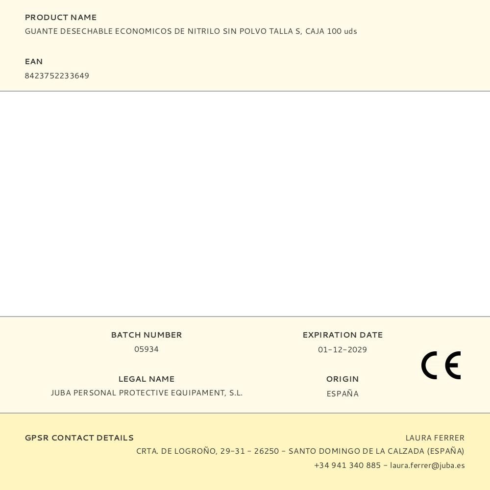 GUANTE NITRILO, SIN POLVO, DESECHABLE, ECONÓMICO, AZUL, T-S, CAJA 100 uds - Imagen 4