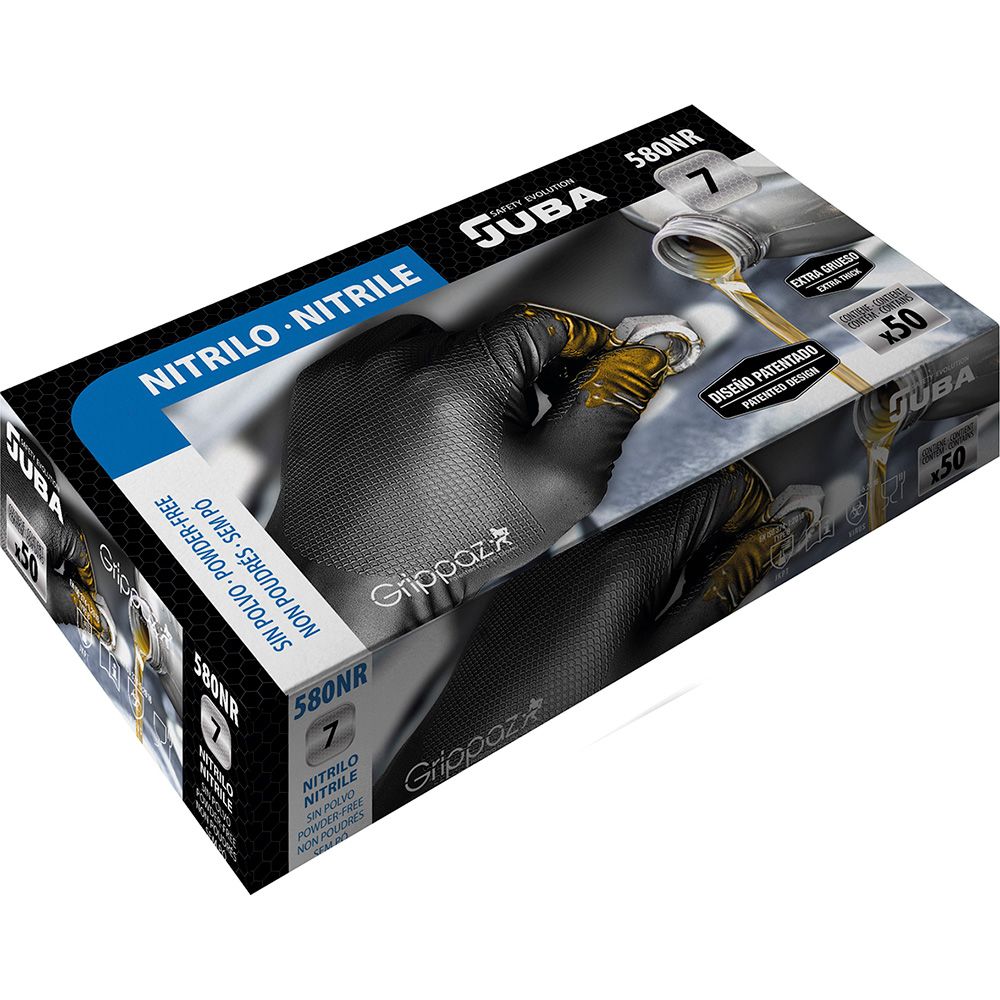 GUANTE NITRILO, SIN POLVO, DESECHABLE, NEGRO, T-09, CAJA 50 uds - Imagen 3