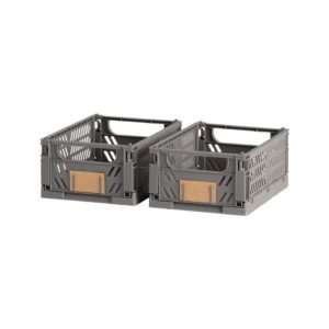 CAJA ALMACENAJE PLEGABLE GRIS 17 x 12.5 x 7 cm SET 2 PIEZAS