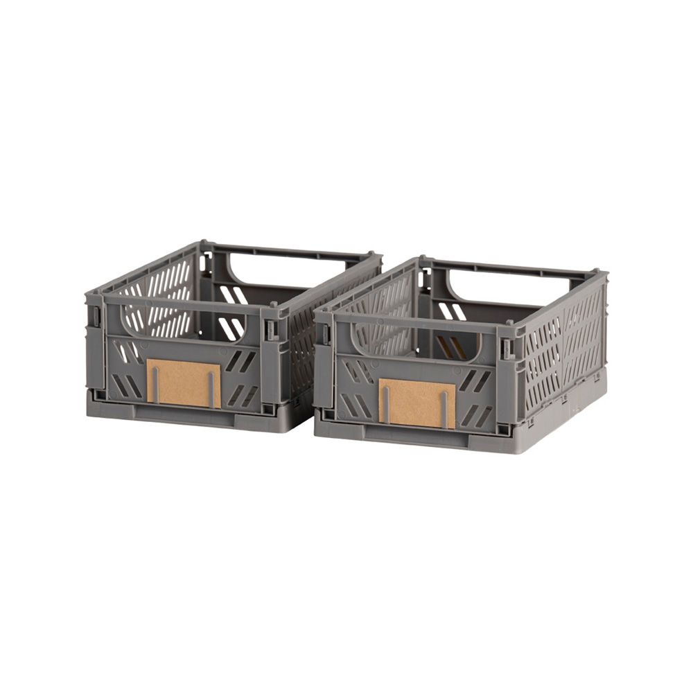 CAJA ALMACENAJE PLEGABLE GRIS 17 x 12.5 x 7 cm SET 2 PIEZAS