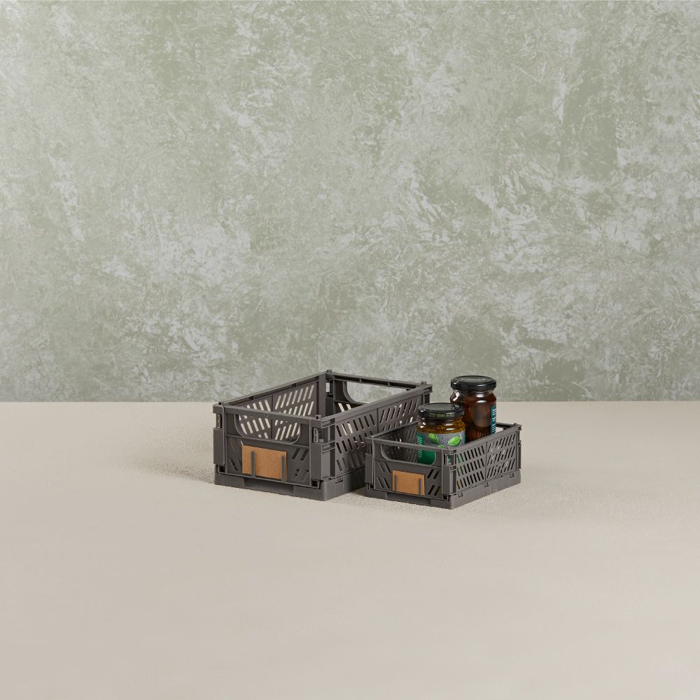 CAJA ALMACENAJE PLEGABLE GRIS 17 x 12.5 x 7 cm SET 2 PIEZAS - Imagen 3