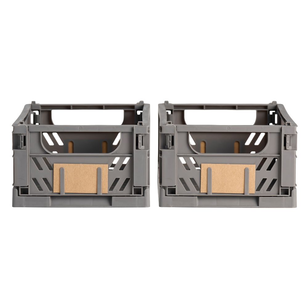 CAJA ALMACENAJE PLEGABLE GRIS 25 x 16,5 x 10 cm SET 2 PIEZAS - Imagen 2