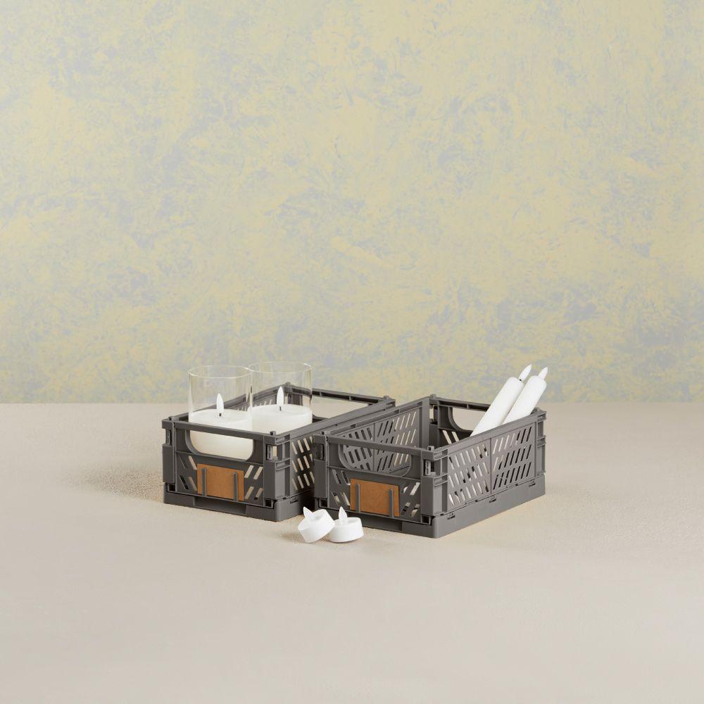 CAJA ALMACENAJE PLEGABLE GRIS 25 x 16,5 x 10 cm SET 2 PIEZAS - Imagen 4