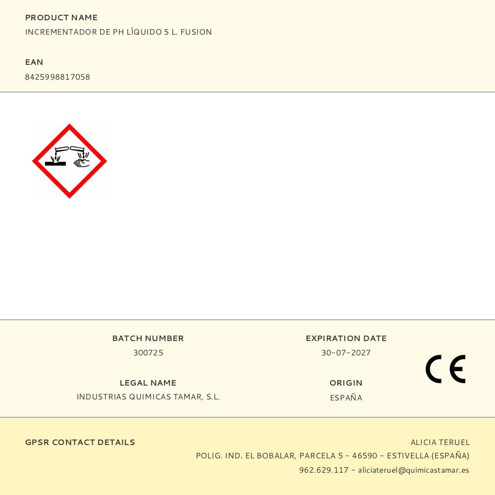 INCREMENTADOR DE PH LÍQUIDO, GARRAFA 5 L - Imagen 3