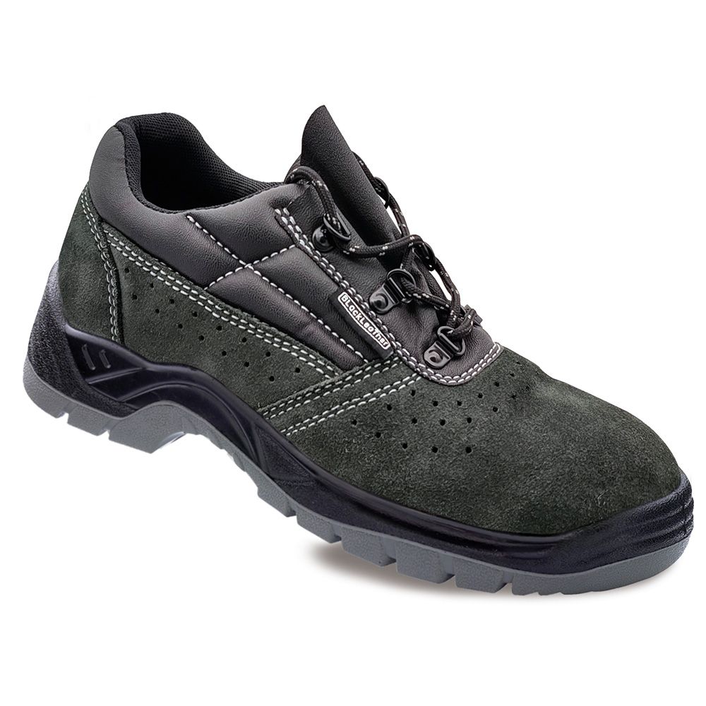ZAPATOS DE SEGURIDAD PIEL SERRAJE PERFORADA GRIS OSCURO S1P SRC TALLA 48