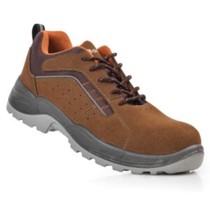 ZAPATOS DE SEGURIDAD LUSITANIA MICROFIBRA SERRAJE MARRÓN S1P METALFREE SRC TALLA 35
