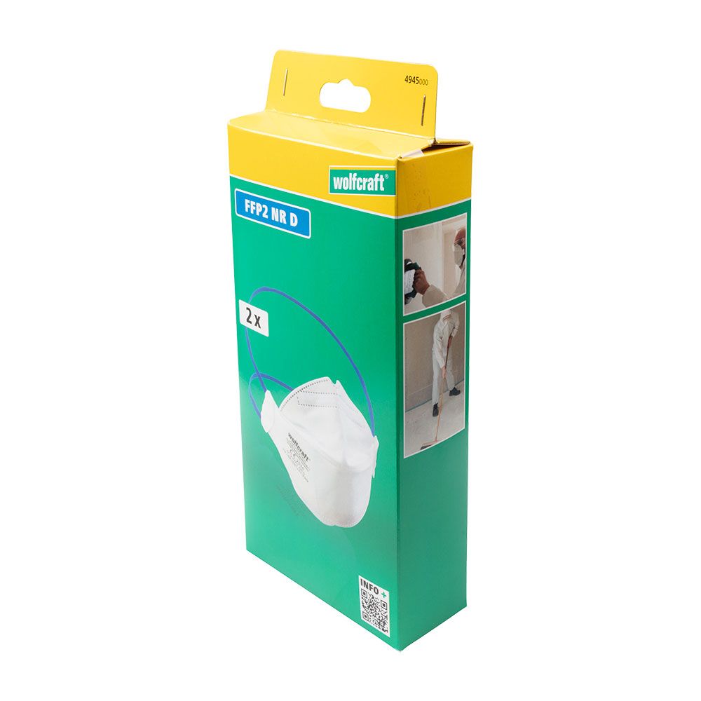 PACK 2 MASCARAS PROTECCION RESPIRATORIA FFP2 NR D 4945000 WOLFCRAFT - Imagen 2
