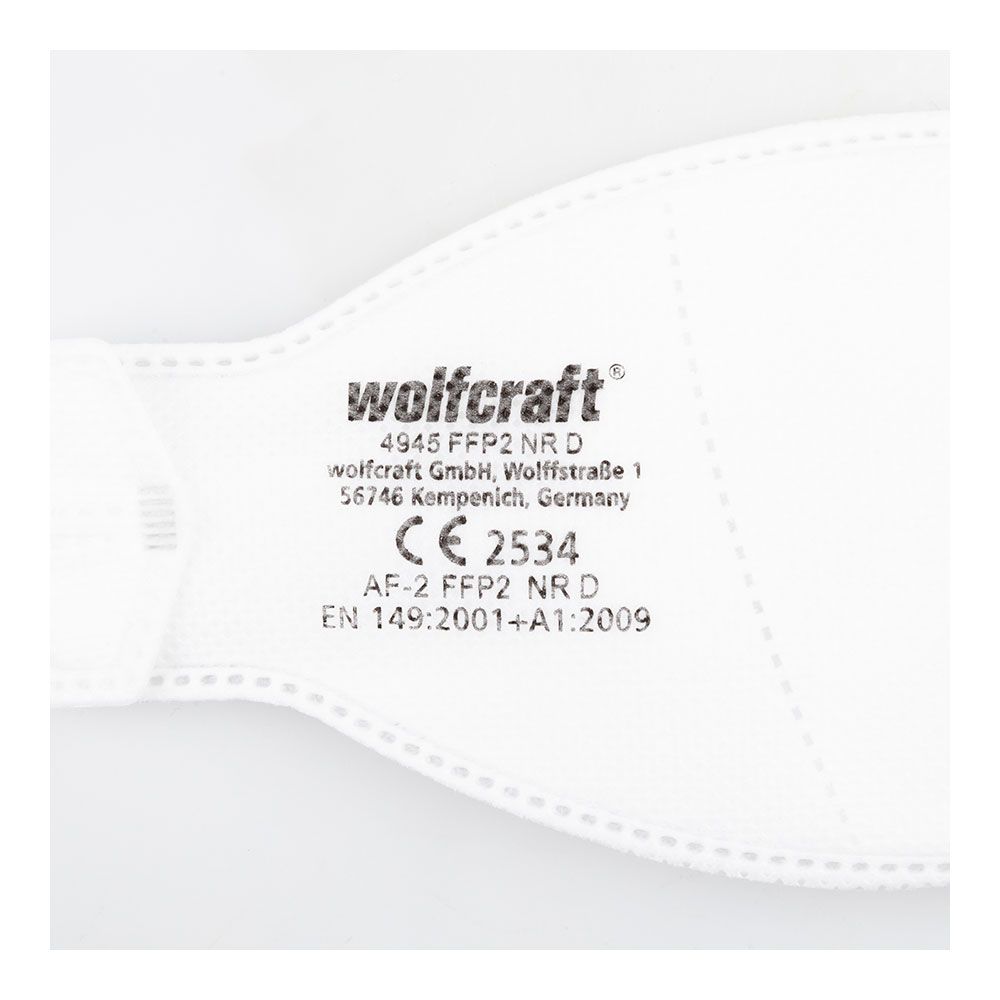 PACK 2 MASCARAS PROTECCION RESPIRATORIA FFP2 NR D 4945000 WOLFCRAFT - Imagen 4