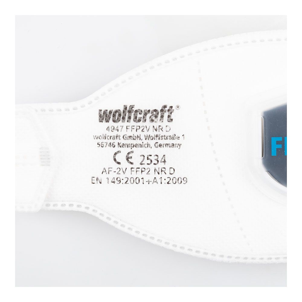 PACK 2 MASCARAS ANTIPOLVO FFP2 NR D CON VALVULA RESPIRACION Y FILTRO 4947000 WOLFCRAFT - Imagen 3