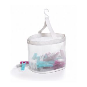 CESTO PLEGABLE CON 20 PINZAS, 20 x 20 x 19 cm