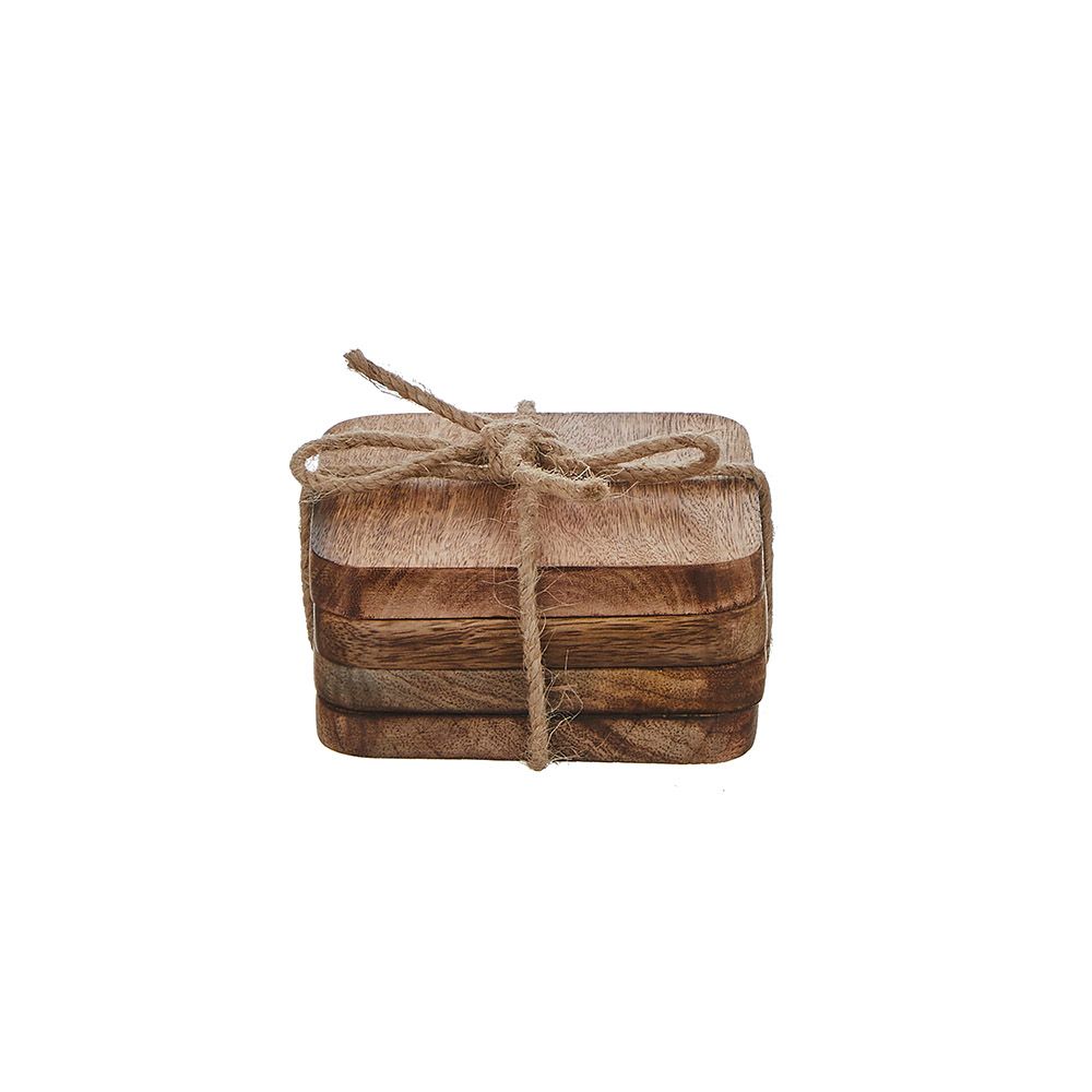 POSAVASOS DE MADERA DE MANGO MODELO DUKO 10 x 10 x 5 cm 4 uds