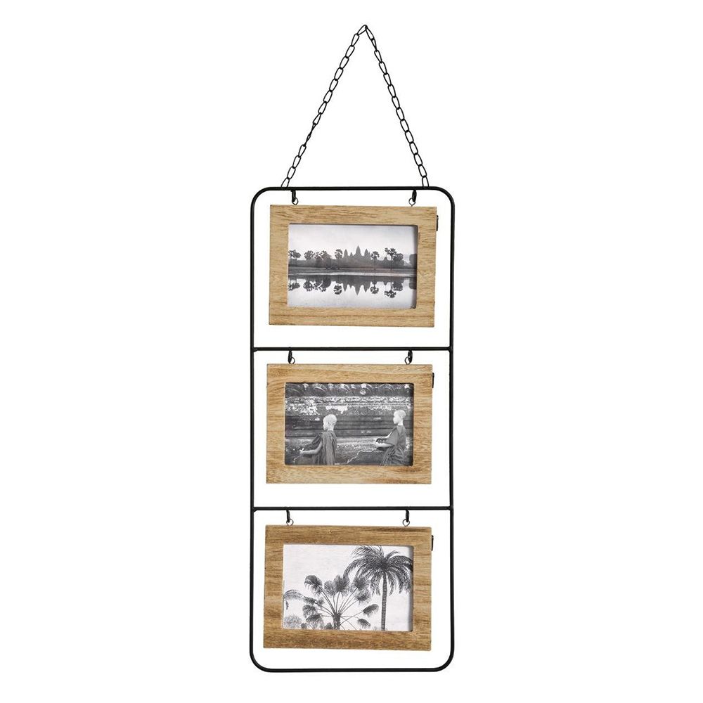 PORTARETRATOS DE MADERA PARA 3 FOTOS, 52 x 22 cm