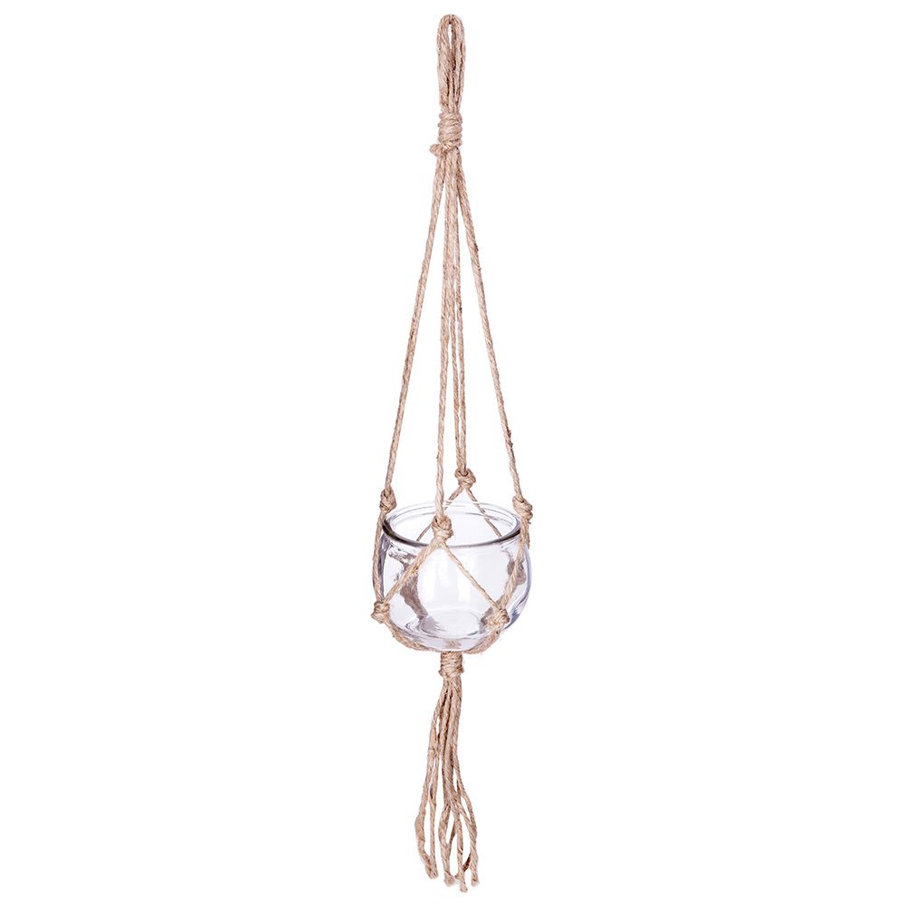 BOLA DE CRISTAL Y COLGANTE DE YUTE Ø10,5 x 56 cm