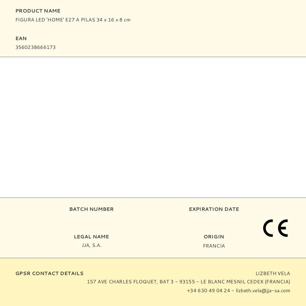 FIGURA LED 'HOME' E27 A PILAS 34 x 16 x 8 cm - Imagen 2
