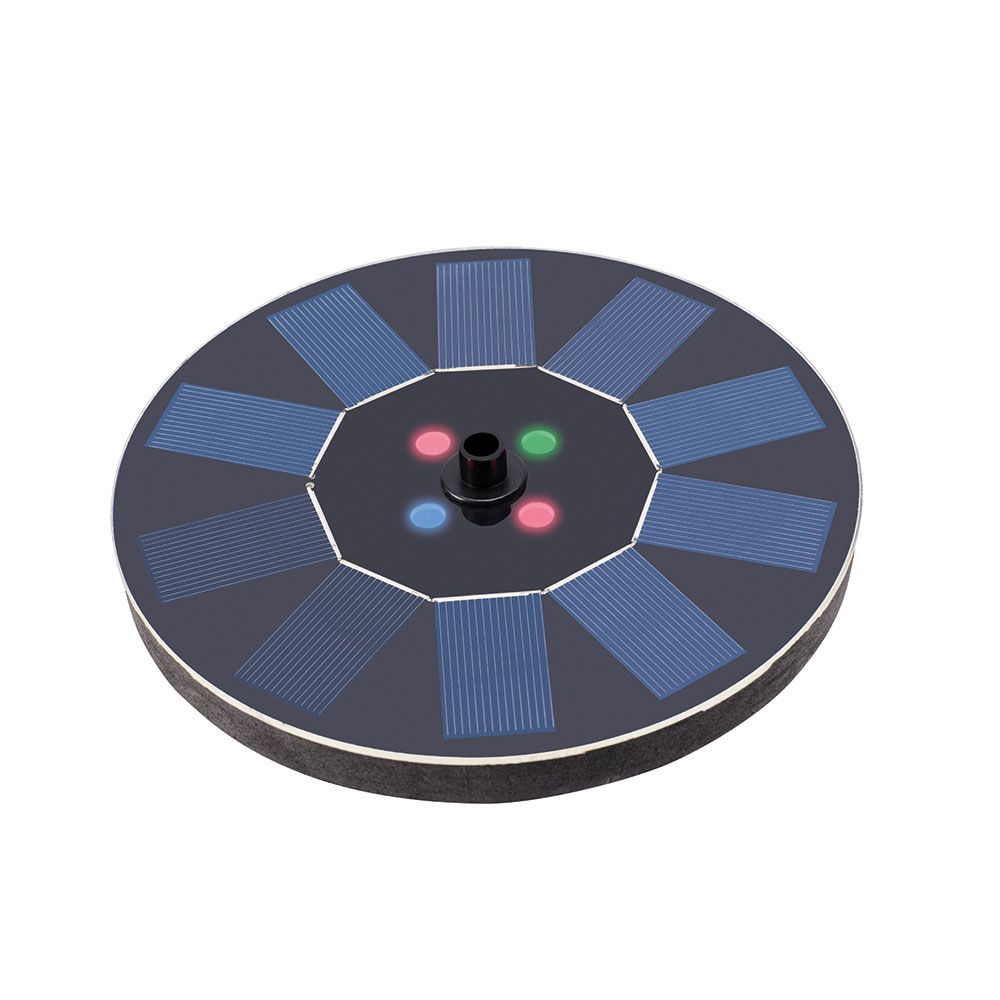 FUENTE SOLAR DE JARDÍN, DE PLÁSTICO, LUZ RGB, 4 LEDS, Ø16 x 3,5 cm