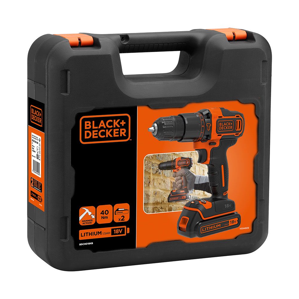 KIT TALADRO PERCUTOR 18 V CON 2 BATERÍAS DE LITIO Y CARGADOR - Imagen 2