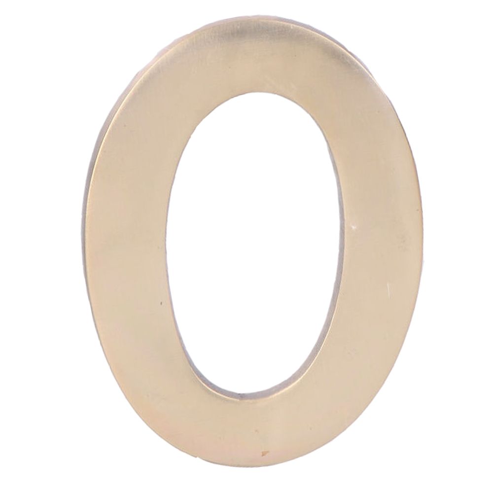 NÚMERO 0, DE LATÓN CON ACABADO PULIDO Y FIJACIÓN INVISIBLE, 10 cm