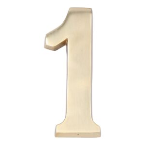 NÚMERO 1, DE LATÓN CON ACABADO PULIDO Y FIJACIÓN INVISIBLE, 10 cm