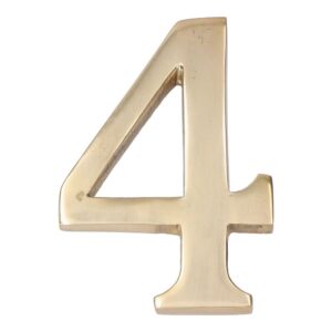 NÚMERO 4, DE LATÓN CON ACABADO PULIDO Y FIJACIÓN INVISIBLE, 10 cm