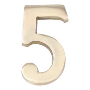 NÚMERO 5, DE LATÓN CON ACABADO PULIDO Y FIJACIÓN INVISIBLE, 10 cm