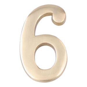 NÚMERO 6, DE LATÓN CON ACABADO PULIDO Y FIJACIÓN INVISIBLE, 10 cm