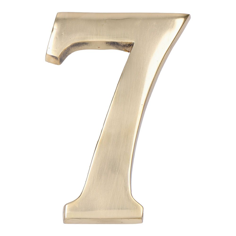 NÚMERO 7, DE LATÓN CON ACABADO PULIDO Y FIJACIÓN INVISIBLE, 10 cm