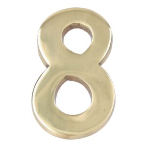 NÚMERO 8, DE LATÓN CON ACABADO PULIDO Y FIJACIÓN INVISIBLE, 10 cm