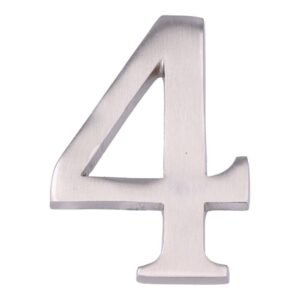 NÚMERO 4, DE NÍQUEL CON ACABADO MATE Y FIJACIÓN INVISIBLE, 10 cm