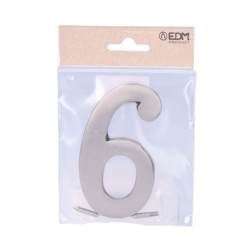 NÚMERO 6, DE NÍQUEL CON ACABADO MATE Y FIJACIÓN INVISIBLE, 10 cm - Imagen 2