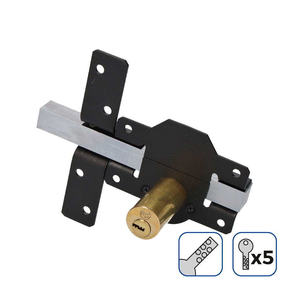 CERROJO DE SEGURIDAD CON 5 LLAVES DE SEGURIDAD, NEGRO - Imagen 2