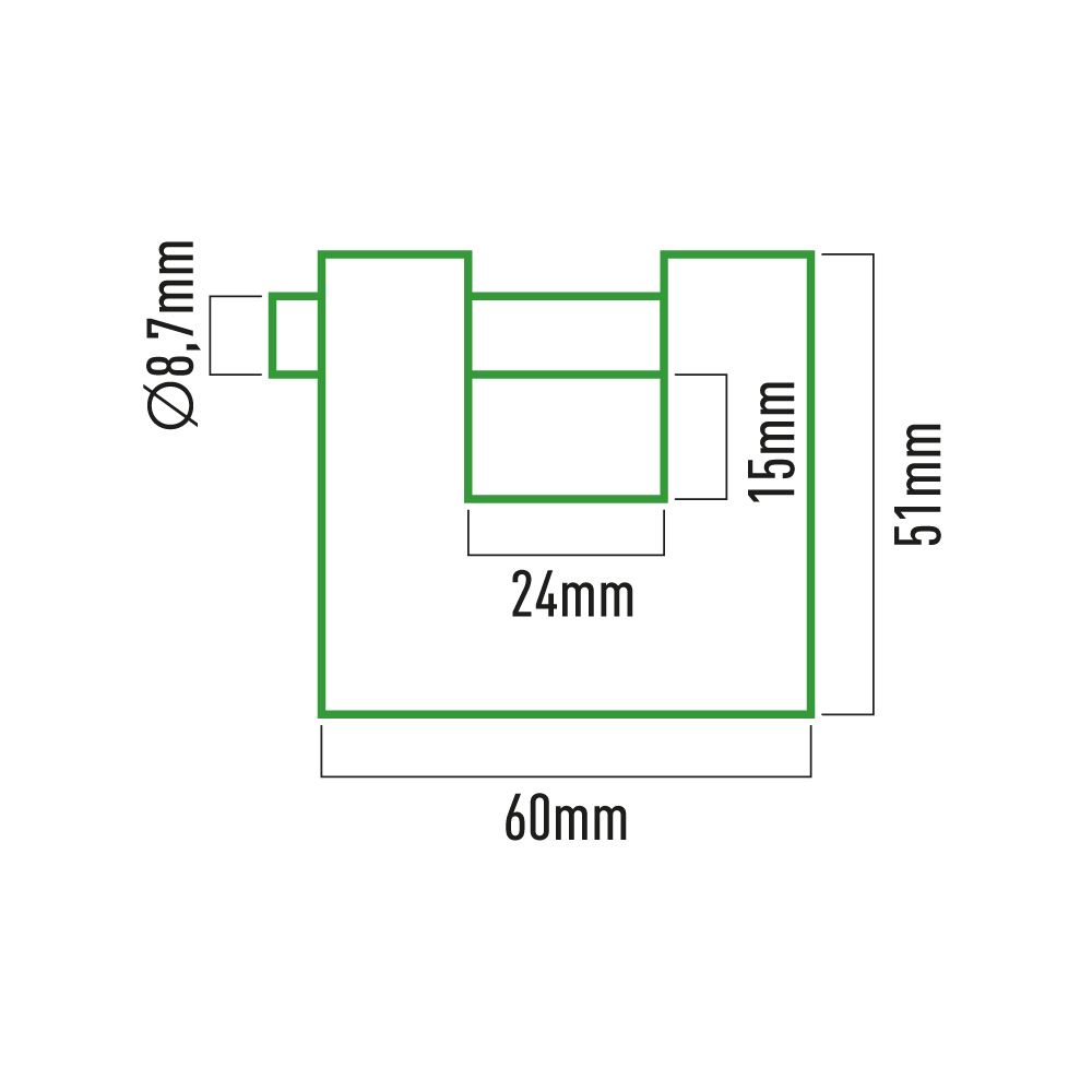 CANDADO DE LATÓN REFORZADO DE SEGURIDAD 60 mm, BLÍSTER - Imagen 3