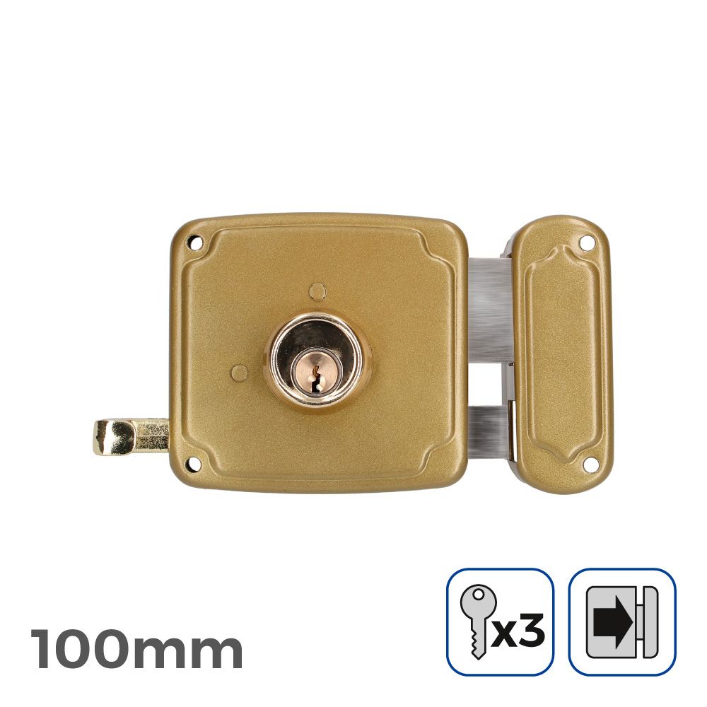 CERRADURA DERECHA 100mm 3 LLAVES INCLUIDAS