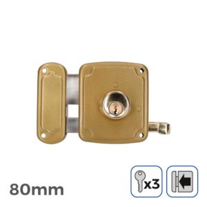 CERRADURA IZQUIERDA 80 mm 3 LLAVES INCLUIDAS