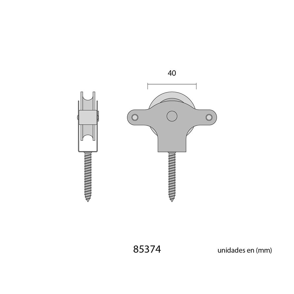 PACK 2 unid. POLEA NYLON 40 mm TIRAFONDO - Imagen 3