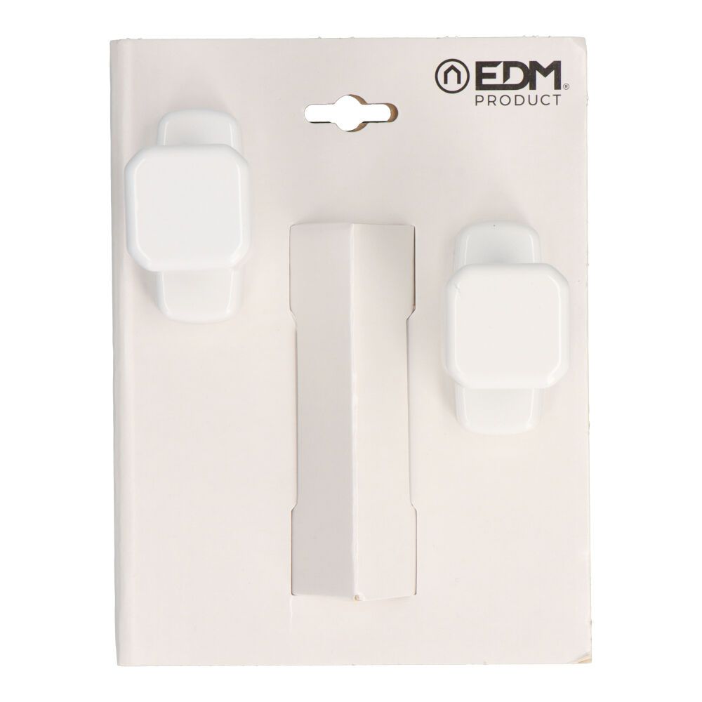 JUEGO DE POMO RECUPERABLE, MODELO 6807, DE ALUMINIO CON ACABADO BLANCO, 37 x 83 x 69 mm, BLISTER