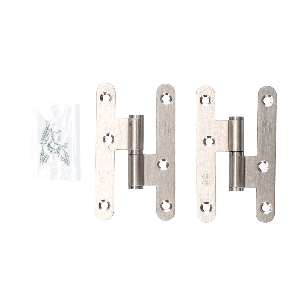PERNIO, SIN REMATE, MODELO PN07, DERECHA, DE ACERO CON ACABADO EN INOX, 100 x 58 mm, 2 uds, BLISTER