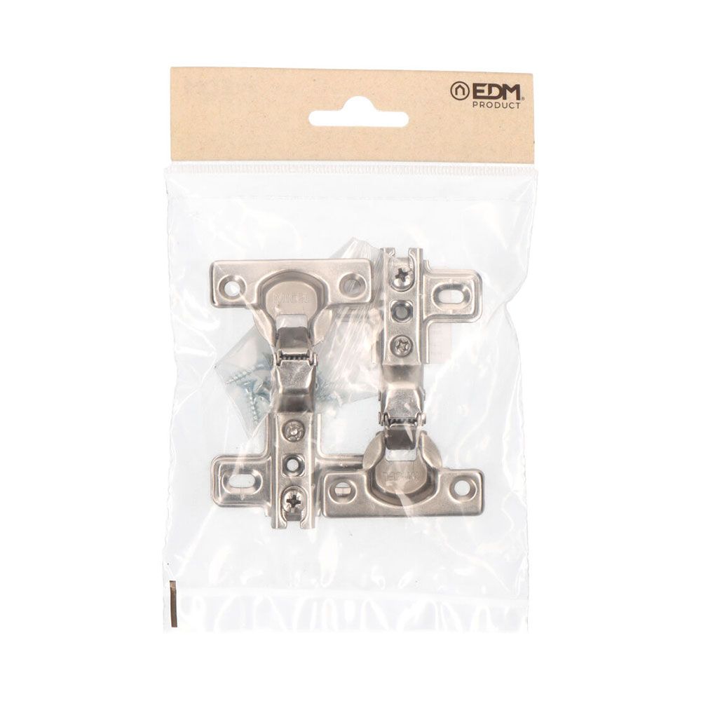 BISAGRA CAZOLETA, ACODADA, MODELO BC01, DE ACERO CON ACABADO ZINCADO, 26 mm, 2 uds, BLISTER - Imagen 2