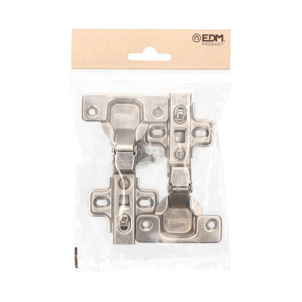 BISAGRA CAZOLETA CLIP, ACODADA, MODELO BC03, DE ACERO CON ACABADO ZINCADO, 35 mm, 2 uds, BLISTER - Imagen 2