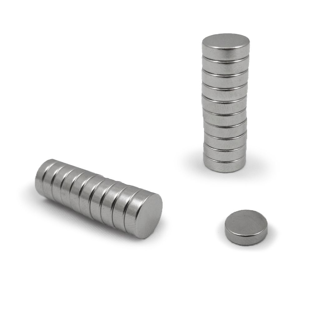 IMÁN, EN DISCO, DE NEODIMIO CON ACABADO NÍQUEL, Ø10 x 3 mm