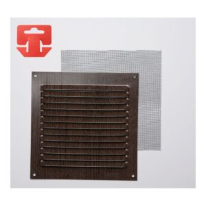 REJILLA CON MOSQUITERA. ALUMINIO 0.6 IMITACION WENGE 150x150mm (G)