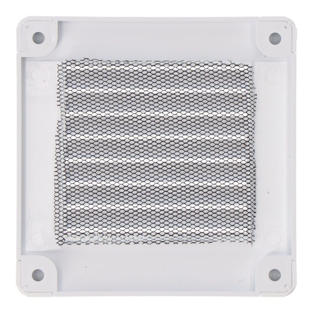REJILLA VENTILACIÓN CUADRADA CON TAPONES Y MOSQUITERA 100x100x7mm ABS BLANCA - Imagen 2