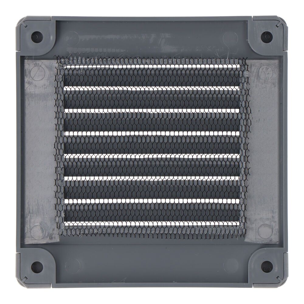 REJILLA VENTILACIÓN CUADRADA CON TAPONES Y MOSQUITERA 100x100x7mm ABS GRIS - Imagen 2