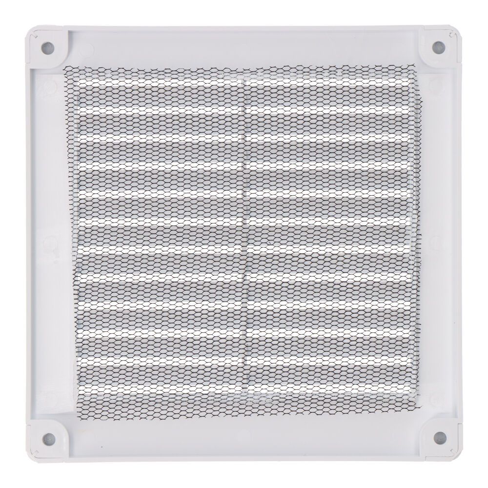 REJILLA VENTILACIÓN CUADRADA CON TAPONES Y MOSQUITERA 150x150x7mm ABS BLANCA - Imagen 2