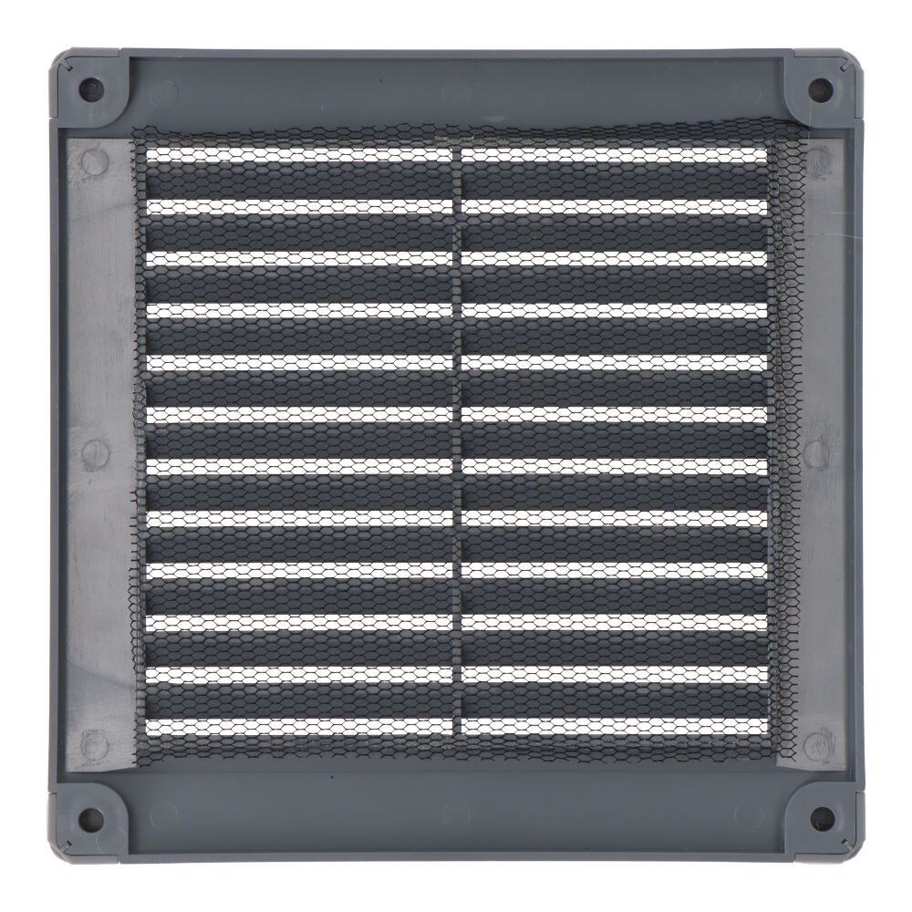 REJILLA VENTILACIÓN CUADRADA CON TAPONES Y MOSQUITERA 150x150x7mm ABS GRIS - Imagen 2