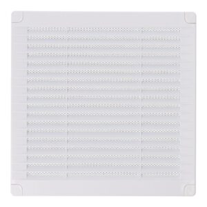 REJILLA VENTILACIÓN CUADRADA CON TAPONES Y MOSQUITERA 200x200x7mm ABS BLANCA