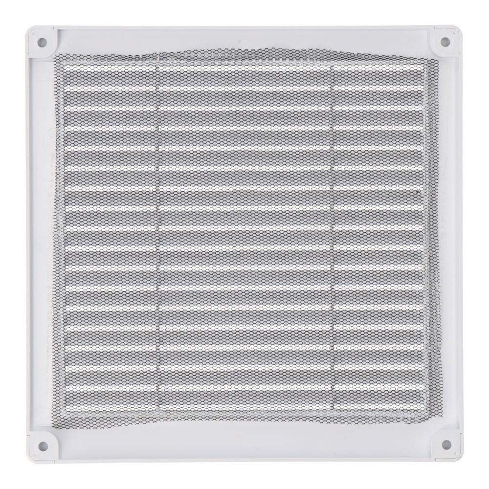 REJILLA VENTILACIÓN CUADRADA CON TAPONES Y MOSQUITERA 200x200x7mm ABS BLANCA - Imagen 2